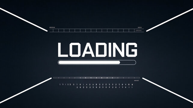 Loading, Progress, Bar, Screen, Digital, Display, Technology, Data, Code, Matrix, Numbers, Letters, Symbols, Black, White, Monochrome, Minimalist, Modern, Futuristic, Computer, Monitor, Interface, GUI