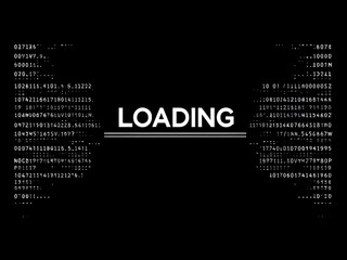 Loading, Progress, Bar, Screen, Digital, Display, Technology, Data, Code, Matrix, Numbers, Letters, Symbols, Black, White, Monochrome, Minimalist, Modern, Futuristic, Computer, Monitor, Interface, GUI