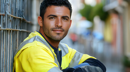 Construction Worker Poses Confidently Outdoors