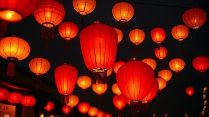 Chinese lantern festival, festive mood, colorful lanterns, night sky