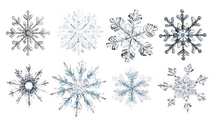 Fototapeta premium Set of snowflakes isolated on white background.