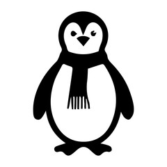Fototapeta premium penguin with scarf christmas vector silhouette icon