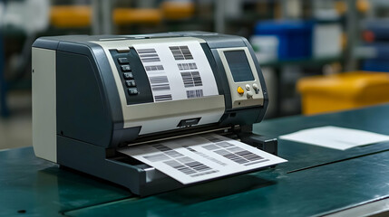 Barcode Scanner Machine Prints Labels in Factory