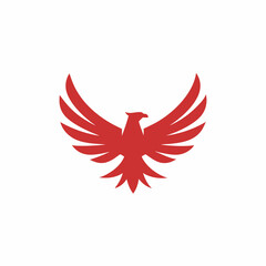 Obraz premium Minimalist Red Bird Logo with Elegant Silhouette.