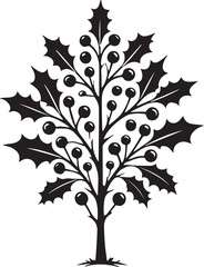 Obraz premium Holly tree silhouette on white background