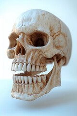 Obraz premium Detailed 3D illustration of human jaw model highlighting teeth and gums on white background