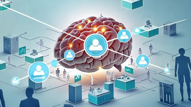 Brain creating social network with business people connecting