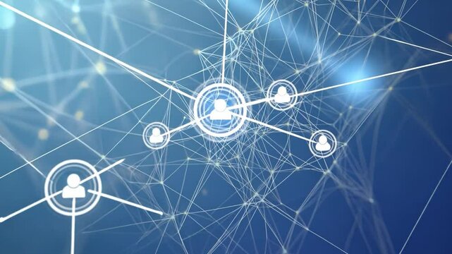 Network connecting people using glowing lines