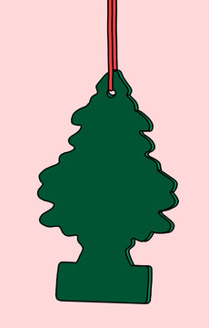 Minimalist Christmas Tree with Red string Illustration