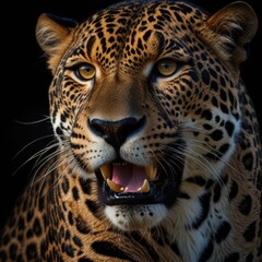 Fototapeta premium Jaguar - a powerful predator of America. A magnificent, solitary hunter with strong musculature and distinctive rosettes on its fur. A symbol of wildlife.