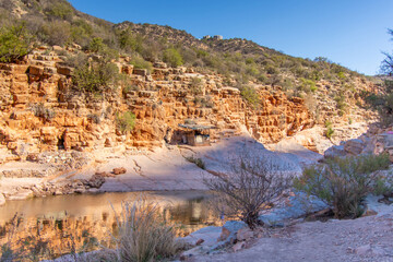 Small stream of the Paradise Valley near the city Agadir in Morocco