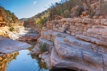 Small stream of the Paradise Valley near the city Agadir in Morocco