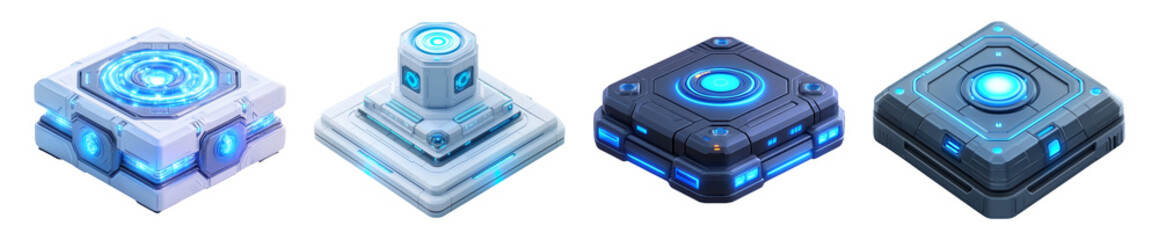 Obraz premium Futuristic Interface Button Designs on Transparent Background