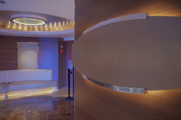 Main entrance to exclusive suite only dining room a la carte restaurant onboard luxury cruiseship...