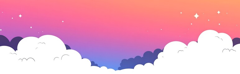 Fototapeta premium Light purple sky with white clouds, winter gradient background