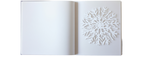 Intricate floral book design. Abstract book art design. White book, floral art.