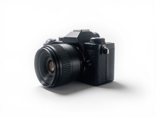 Fototapeta premium Modern digital camera resting on white background