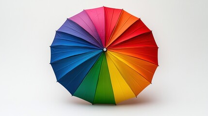 Obraz premium Colorful umbrella with rainbow design on a white background.