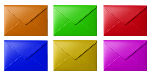 Set of  blank envelope png isolated on transparent background with clipping path, perfect for mail, postal service, invitations, office memos, and custom designs. Download glossy minimalist artwork no