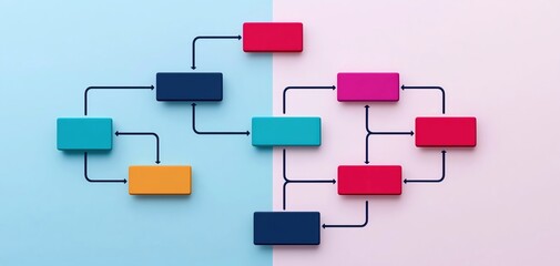 Obraz premium Colorful flowchart design representing structured information and processes.