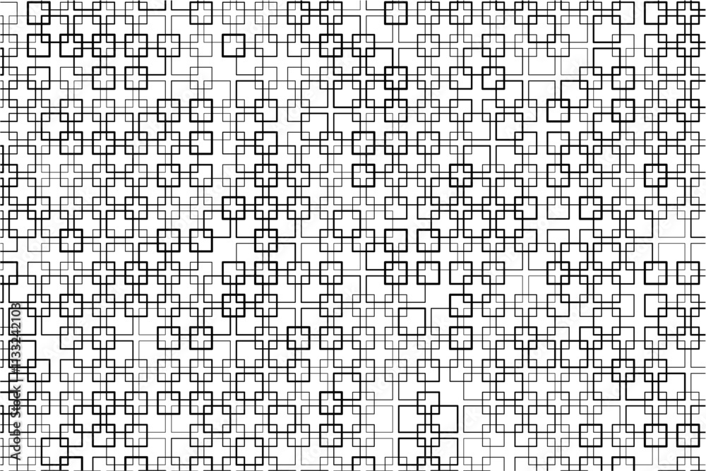 Aufkleber Abstract pattern of intersecting squares with varying thicknesses and alignments