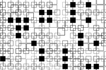 Symmetrical pattern of interwoven squares creating a sense of movement.