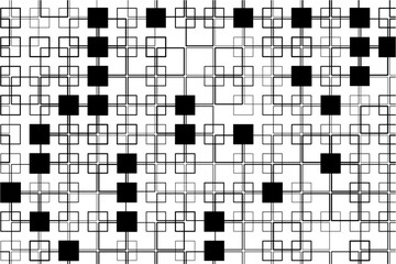 Dynamic square intersections form a bold, geometric design pattern