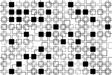 Dynamic square intersections form a bold, geometric design pattern