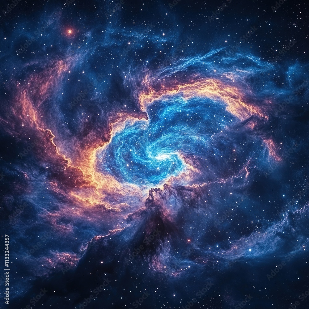 Wall mural exploring the cosmic wondersspiral galaxy outer space digital art nebula environment vast universe v