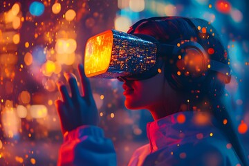 Exploring New Realities: A Person Using Virtual Reality Goggles