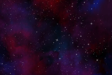 Star field in galaxy space with nebula, abstract watercolor art painting for texture night background	