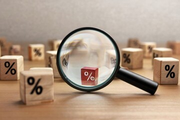 Fototapeta premium find a high percentage of profit, growth, Interest, stocks, financial, return on investment, ranking, mortgage, inflation rates, and economy improving concepts