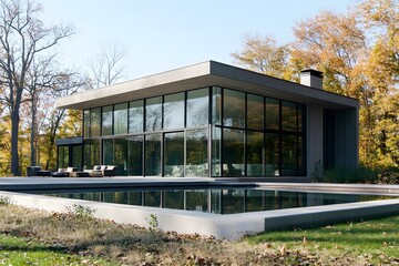 Contemporary House with Expansive Windows and Blank Area for Messaging