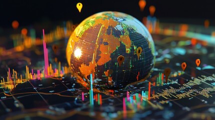 Colorful Globe with Data Visualization Elements