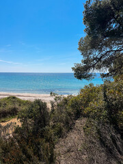 A breathtaking view of the Greek peninsula of Halkidiki, featuring the stunning regions of...