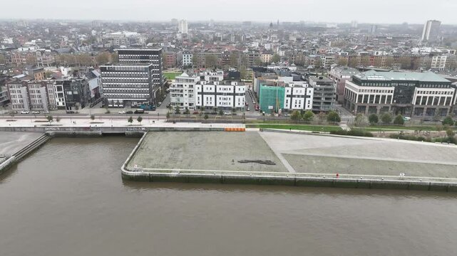 From river Schelde Antwerp to Vlaamse Kaai 