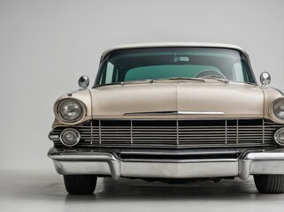 A timeless sedan car photographed directly from the front