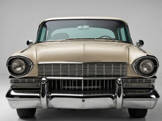 A timeless sedan car photographed directly from the front