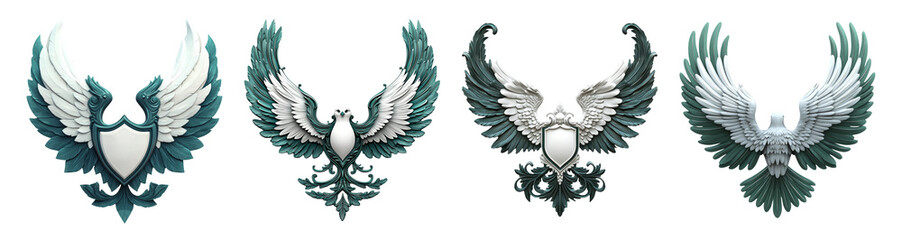 Obraz premium Elegant Shield and Eagle Emblems on Transparent Background