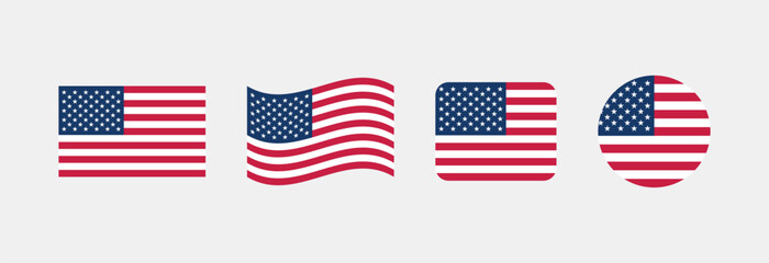 Vector United States flag. Set of United States Flags Collection. 
