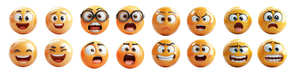 Various Emotions Illustrated with Cartoon Faces