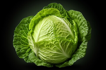 Fototapeta premium cabbage head isolated on black background.