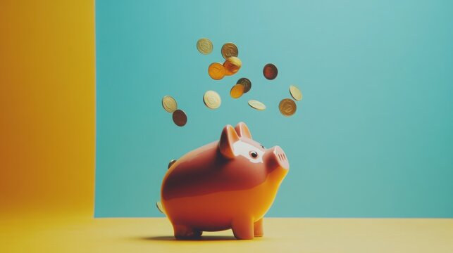 Broken piggy bank with coins scattered around, symbolizing financial struggle and the need for careful budgeting and saving.