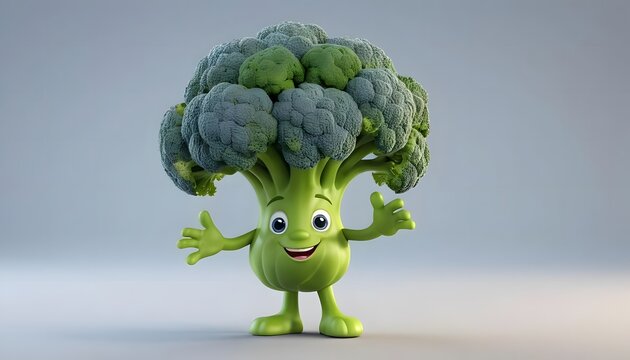 A Cheerful Broccoli Cartoon Character Greets You A Fun Illustration of a Healthy Lifestyle Choice