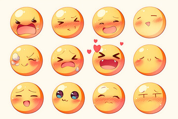 Fototapeta premium A collection of expressive emoji faces showcasing various emotions and reactions.