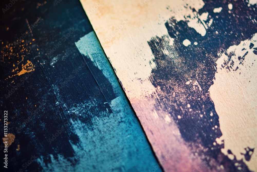 Poster A close-up view of a piece of paper with paint applied to its surface, suitable for use in illustrations or designs related to art and creativity