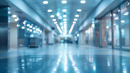 Fototapeta premium Abstract Blurred Image of a Modern, Clean Hospital Corridor