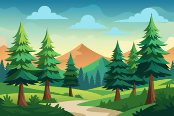 Obraz premium Forest Pines vector illustration
