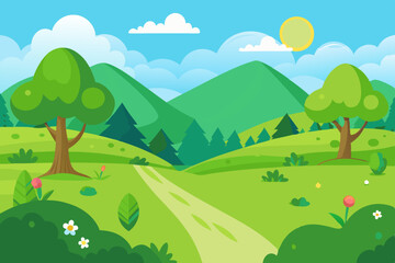Obraz premium Green Meadow vector illustration