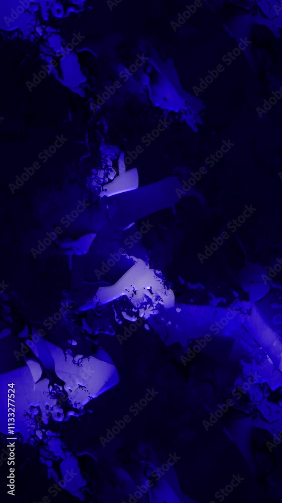 Wall mural vertical blue grunge shapes mixer 4k loop features shifting shapes morphing and moving in blue and p